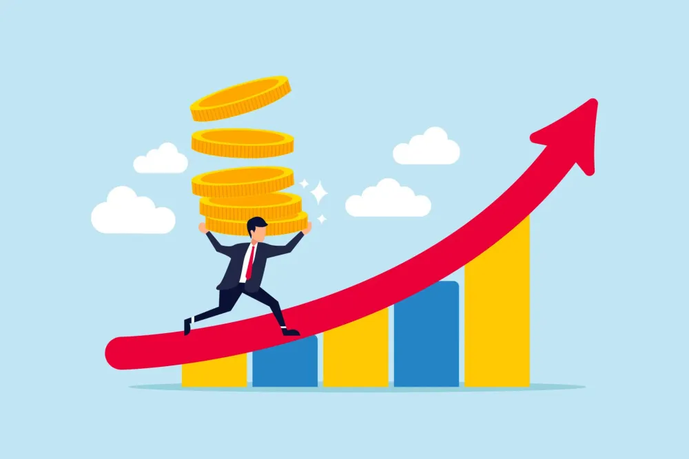 Increase revenue income or investment profit growing income or wealth 