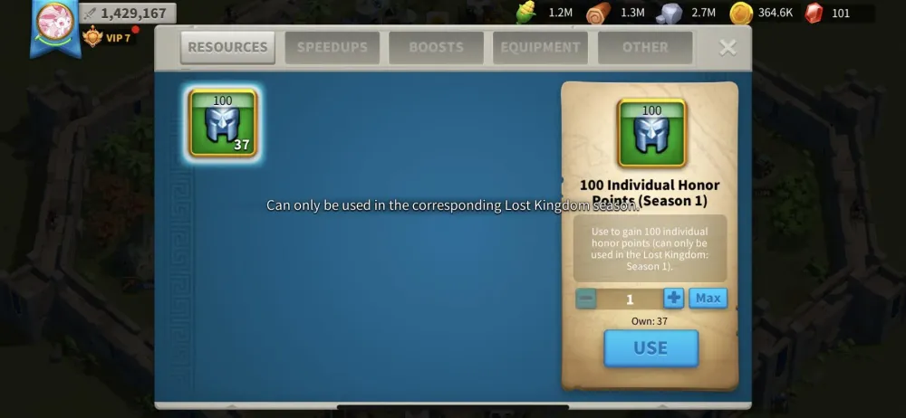 Why cant I claim these honor points Its season 1 still in my kingdom 