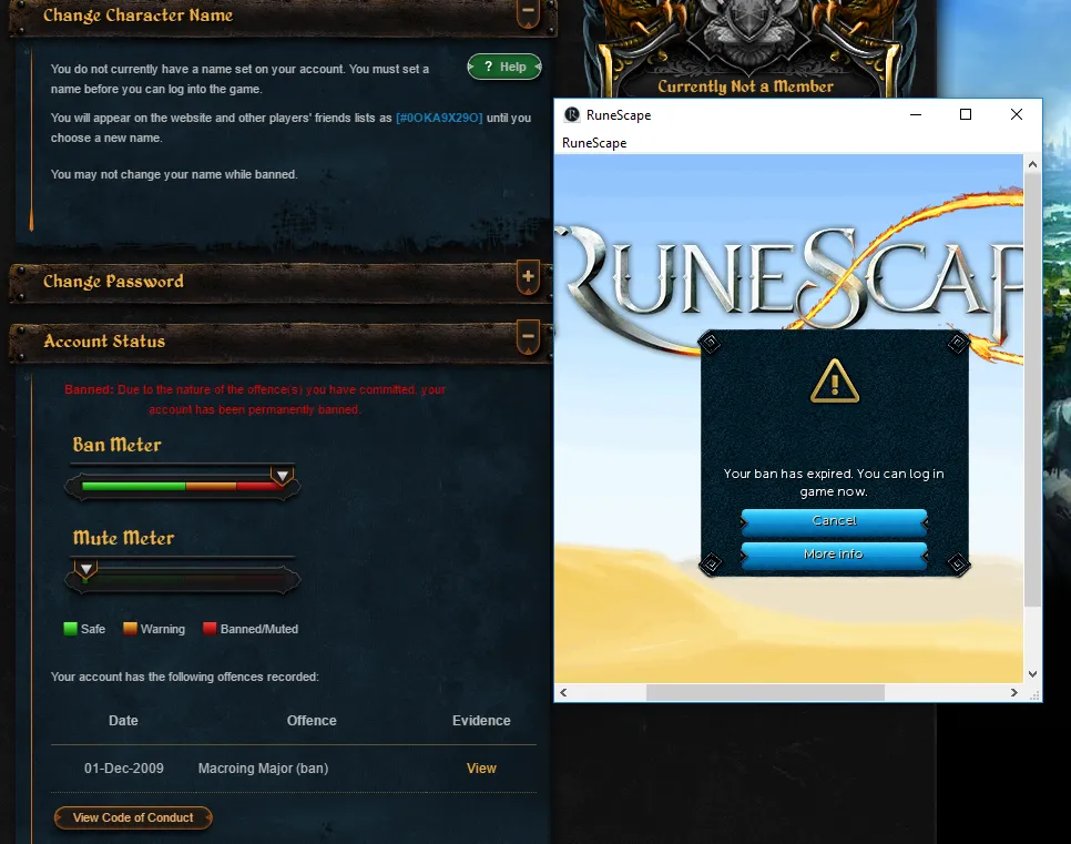 Waited 10 years to get account unbanned  rrunescape