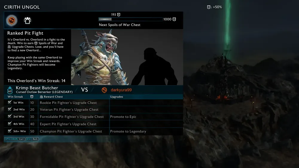 My Pit Fight Champion  14 Winstreak  rshadowofmordor