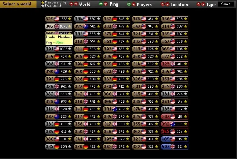 Add a ping over lay with a filter on the world selection to allow 