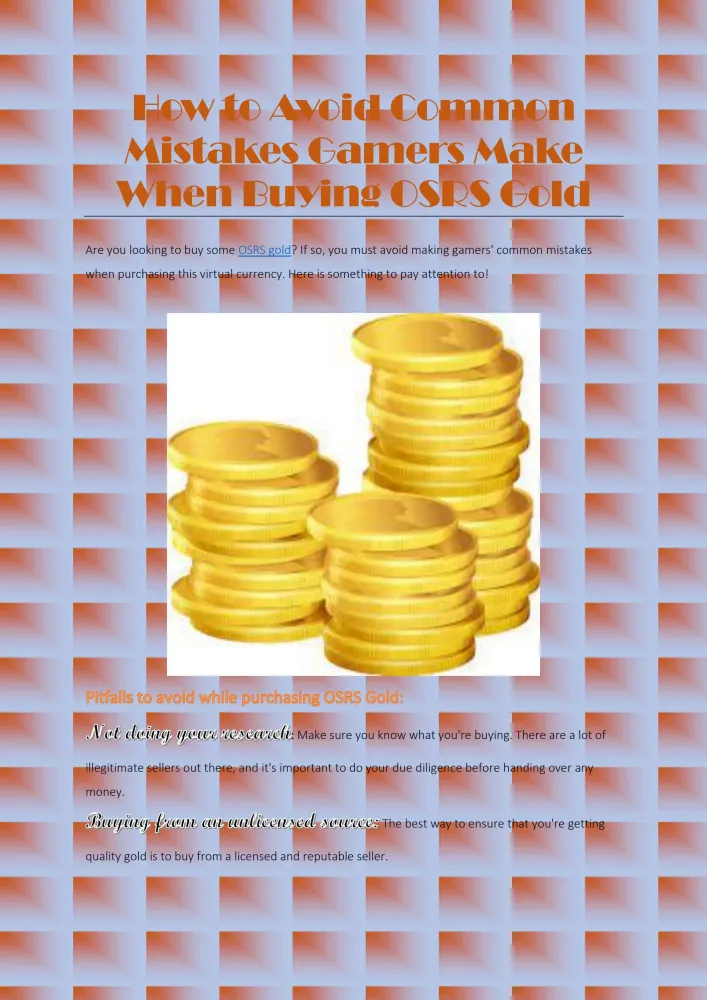 How to Avoid Common Mistakes Gamers Make When Buying OSRS Gold by 