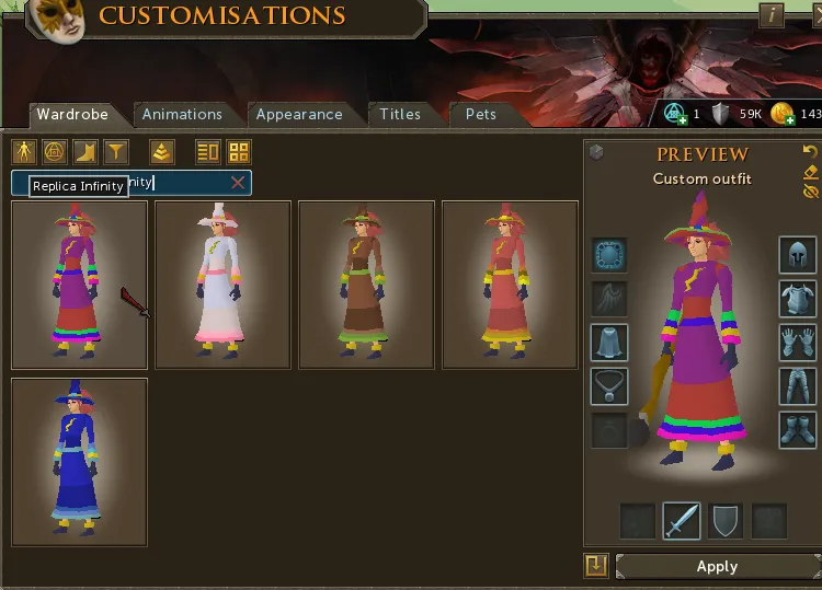 please make the womens infinity robes more colorfulbright  rrunescape