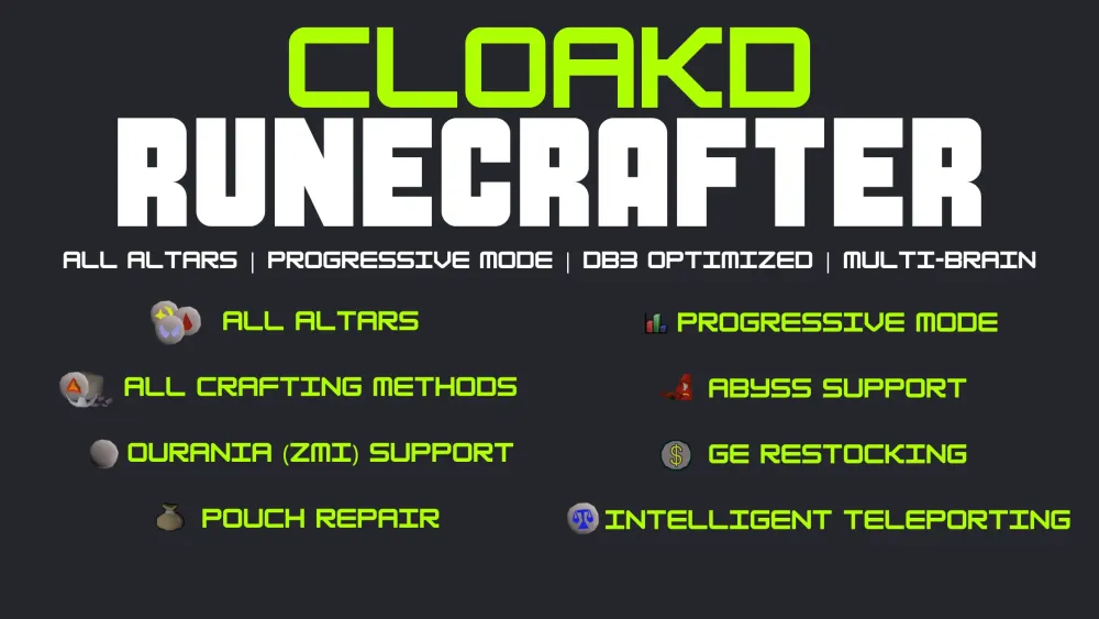 DB3 AIO Cloakd Runecrafter PROGRESSIVE ALL ALTARS BLOODSOUL 