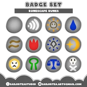 Runescape Rune Badge Set P2U Twitch Youtube Discord Pack Package 