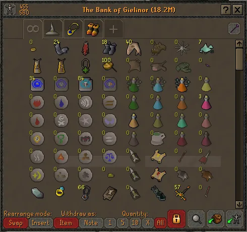 OSRS bank organization  Layout  Tabs