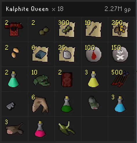 Loot From Getting the KQ Head for Elite Desert Diary  r2007scape