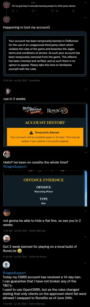 Unapproved thirdparty client bans  r2007scape