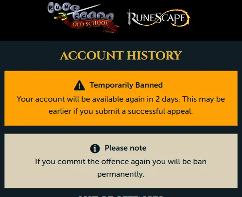 OSRS  Banned