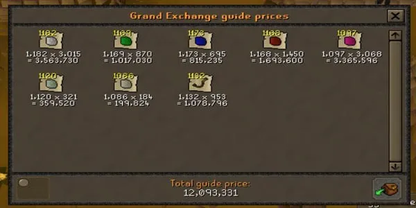 Loot from 7899 thieving at Rich Chests DorgeshKaan  ironscape