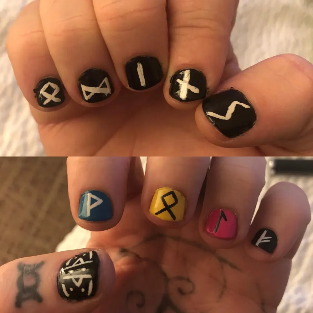 Decided id do some rune nails on myself However i am not the least bit 