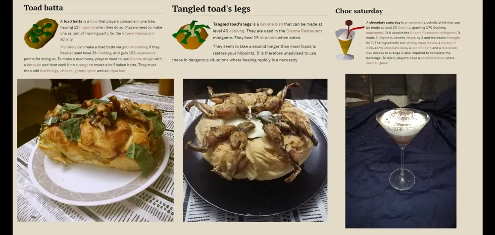 Toad batta Tangled toads legs and a Choc Saturday cocktail  r2007scape