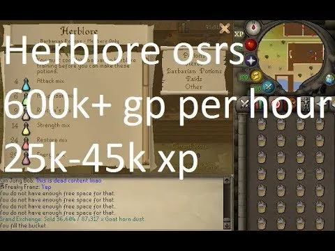 herblore osrs money making with profit 600k and 255k xp per hour 