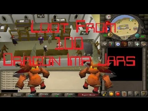 Loot from 100 dragon implings  OSRS  Bank was made  YouTube