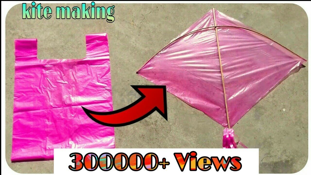 how to make kite at home  how to make kite with plastic or news paper 