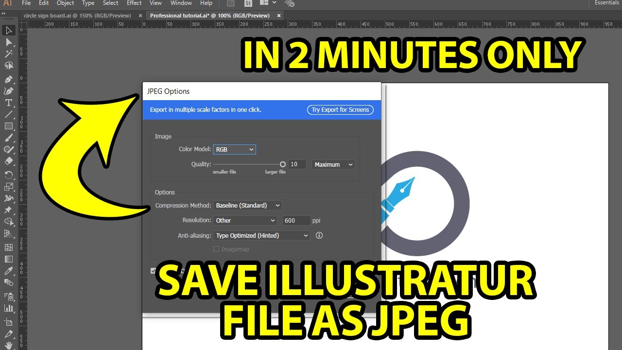 How To Save Illustrator File as JPEG 2021  YouTube