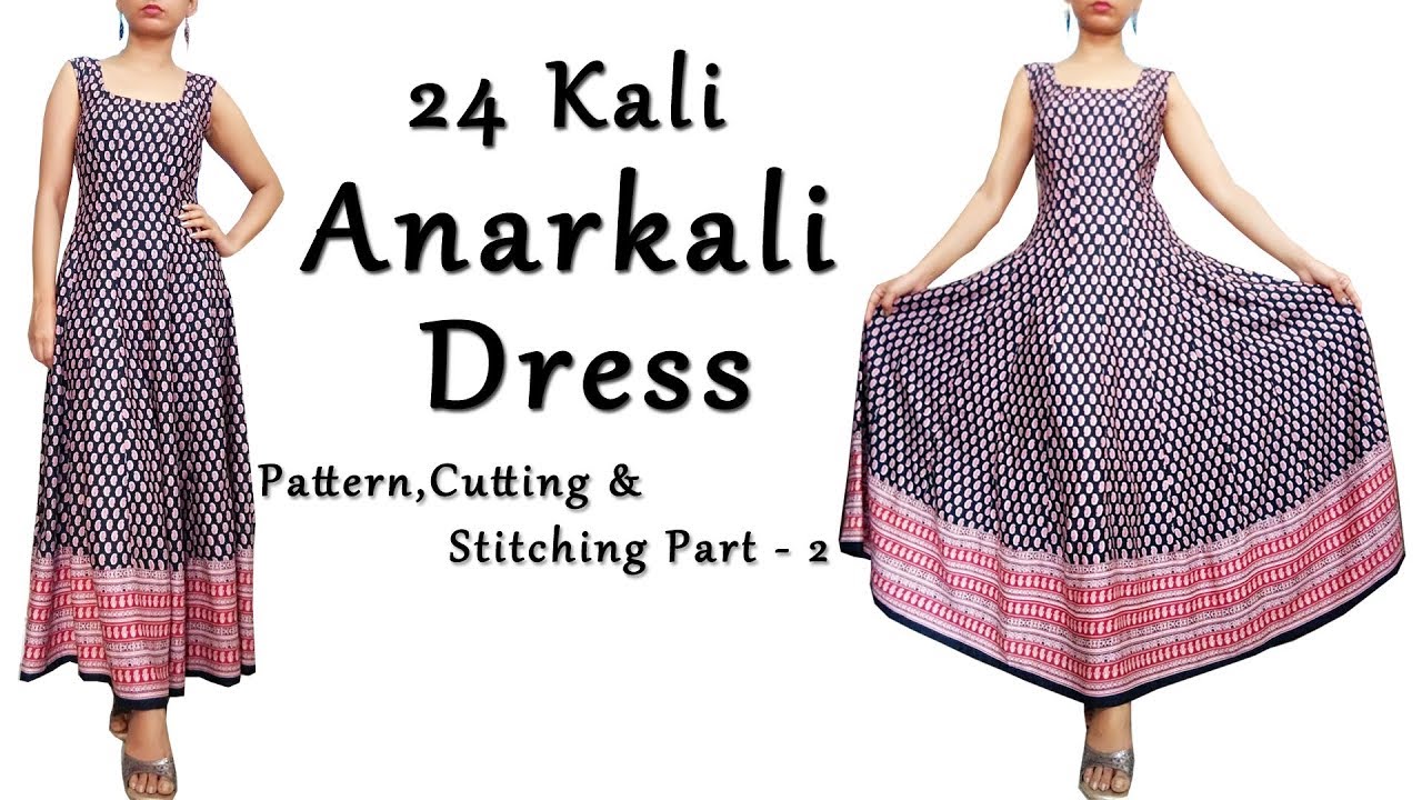 DIY Anarkali Dress with Border  Anarkali PatternCutting  Sewing Part 