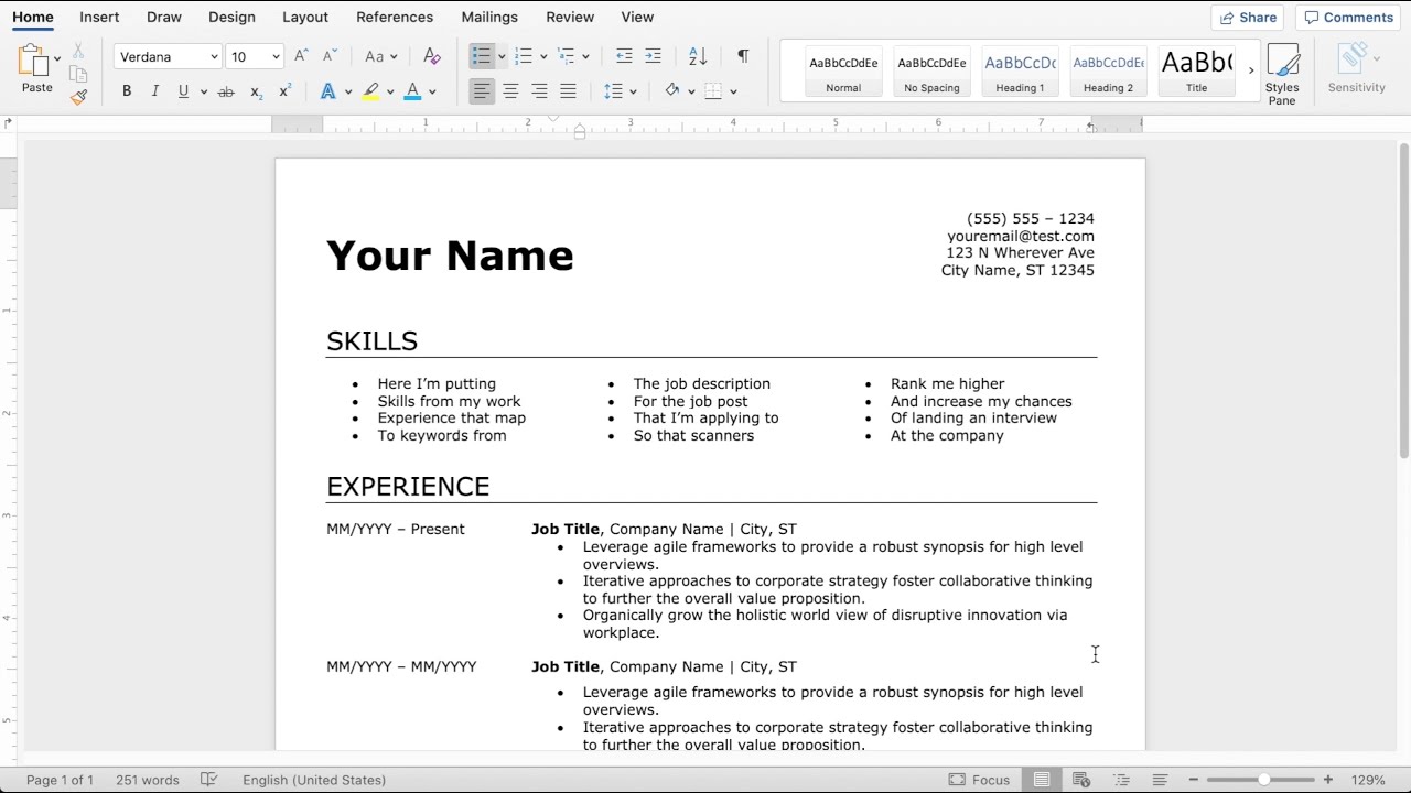 How To Get A Resume Template On Word