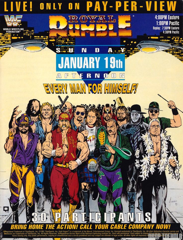 Royal Rumble 92  Wrestling posters Royal rumble 1992 Wwe royal rumble