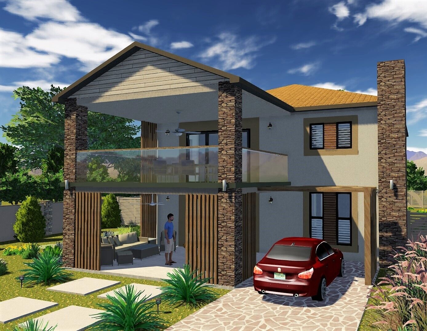 Modern 2 Story House Building Plan 3 Bedrooms 3 Bathrooms With Original 