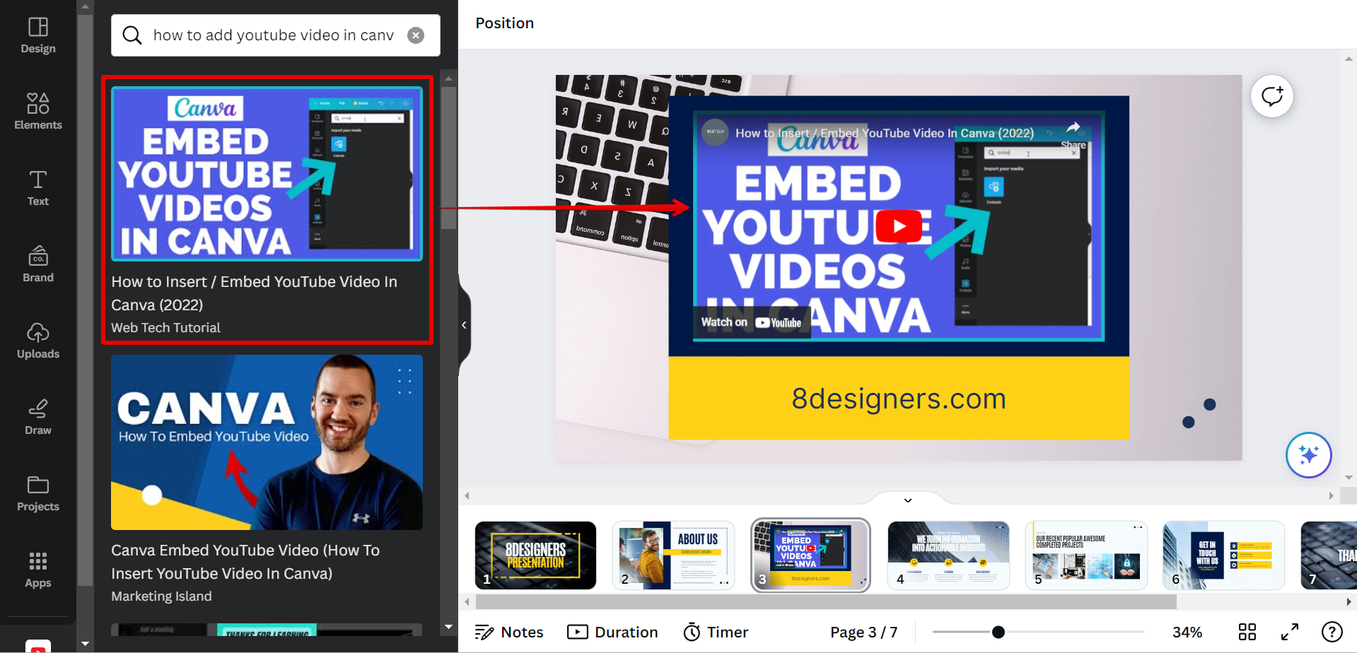 How Do I Embed a YouTube Video in Canva Presentation  Web Design 