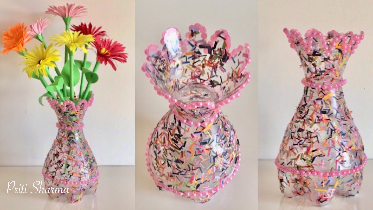 Best Out Of Waste Plastic Bottle Flower Vase  DIY  Plastic Bottle 