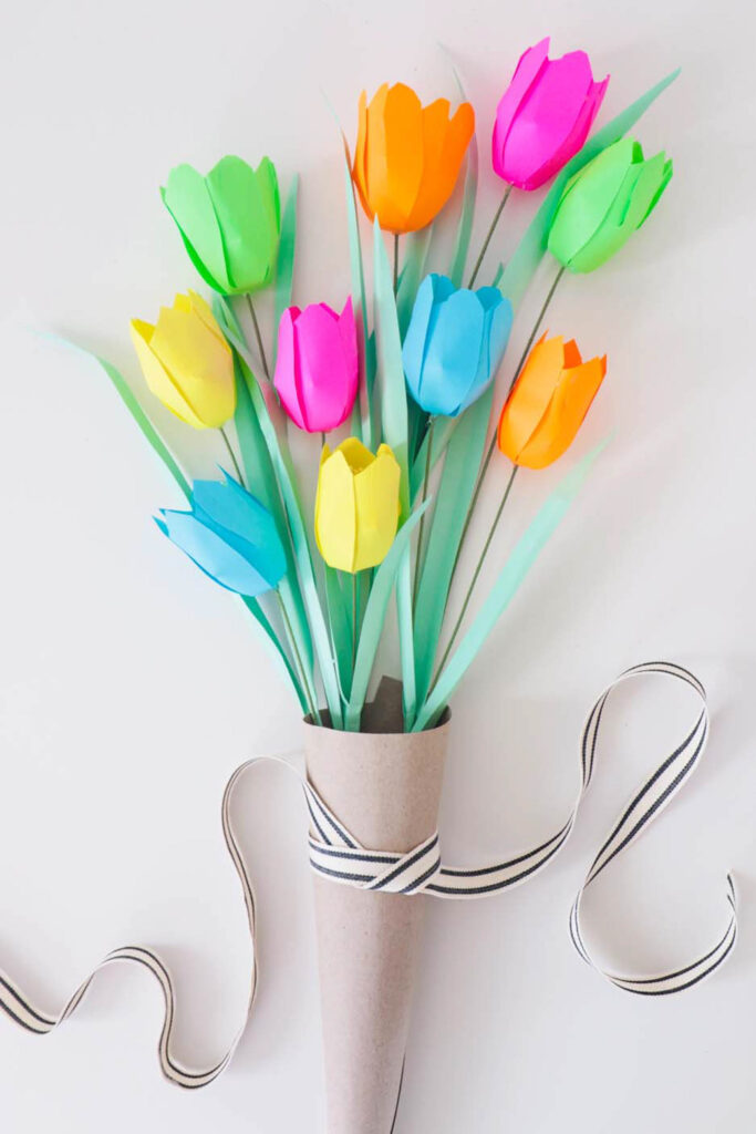 DIY Paper Tulips in vibrant colors For Mothers Day using your cutting 