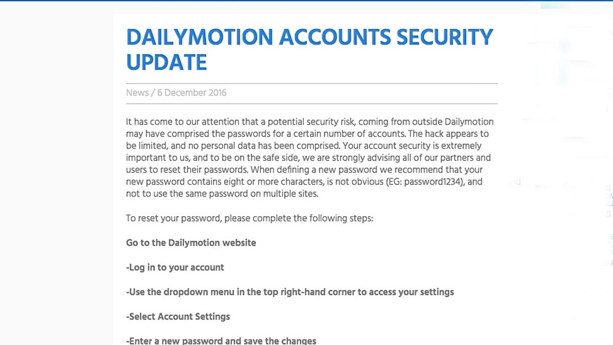 Millions of Dailymotion accounts exposed in hack  CNET