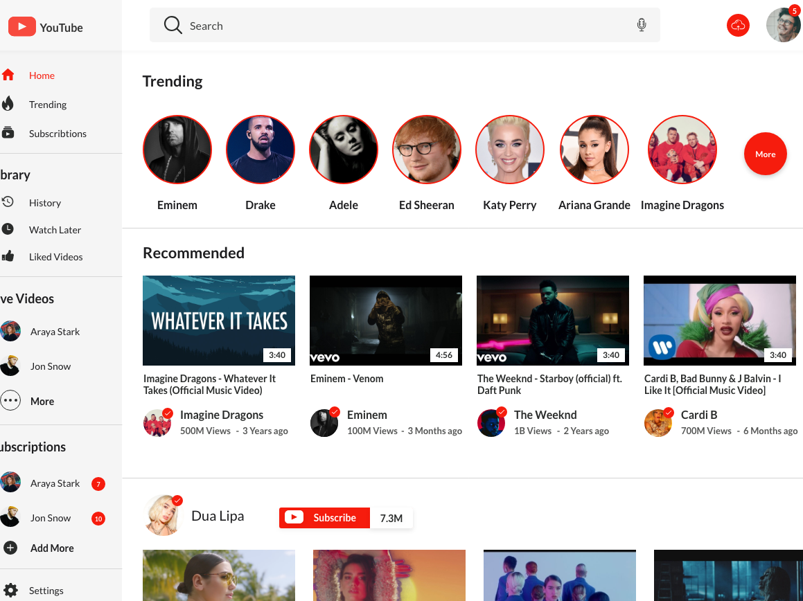 UI  UX Redesign Youtube by Mohamed Ali on Dribbble