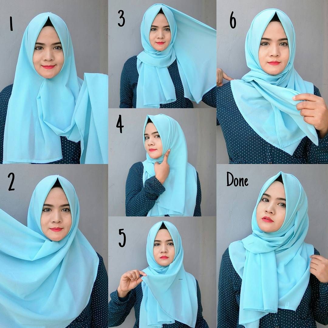 Blue Easy  Simple Hijab Tutorial  Tutorial hijab modern Simple hijab 