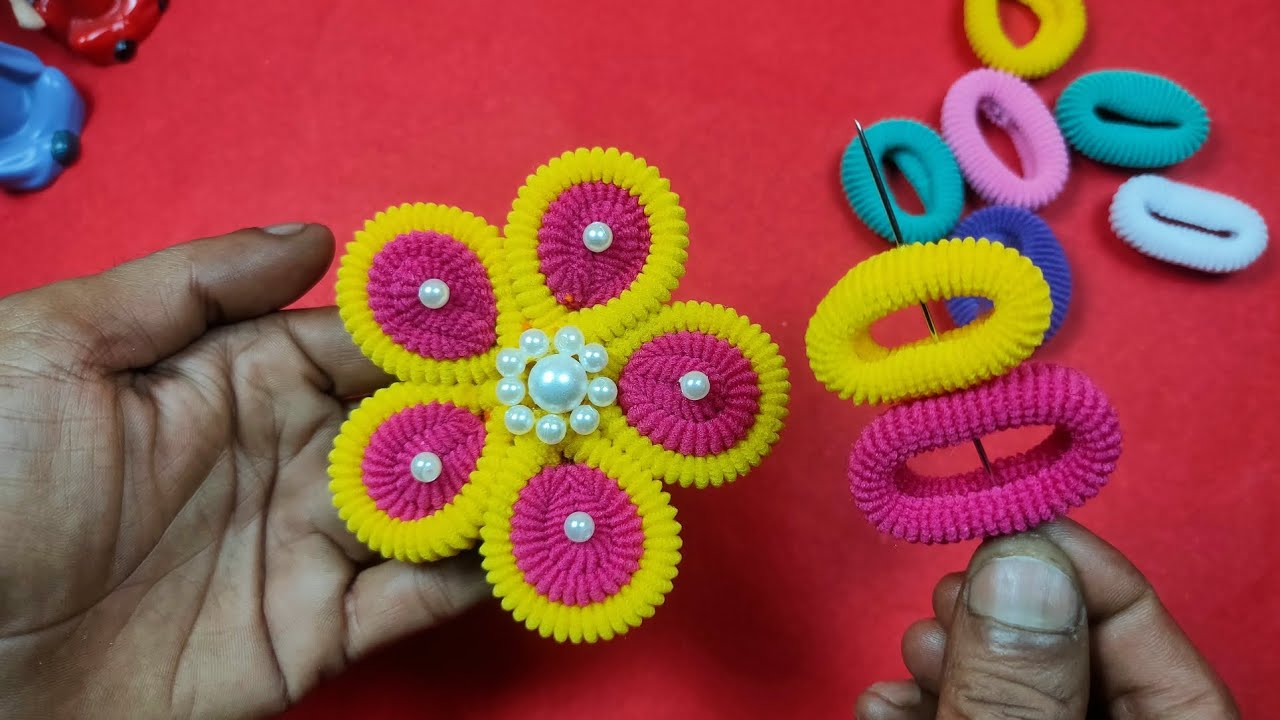 Beautiful Hair band flower making ideaHair band making flowerRubber 