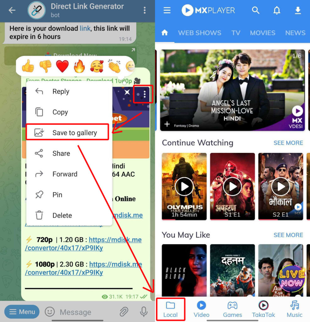 How to play Telegram videos in MX Player