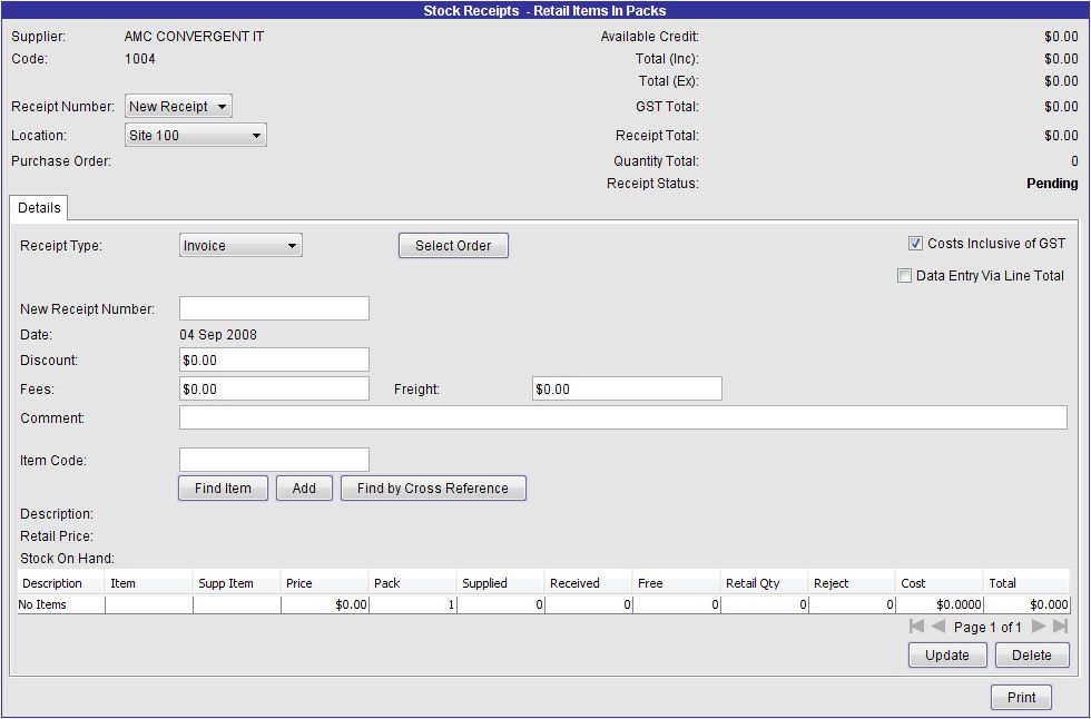 Tutorial Stock Receipts