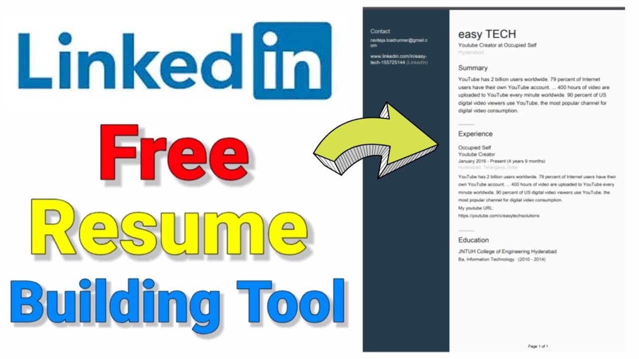 How to use LinkedIn Resume builder to build professional Resume  Free 