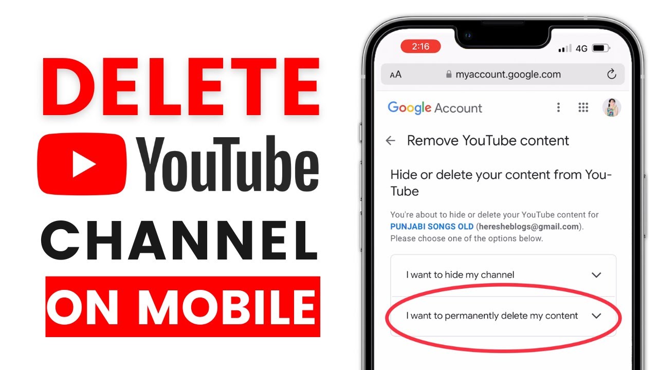 How to Delete Youtube Channel on Phone  Delete YouTube Channel on 