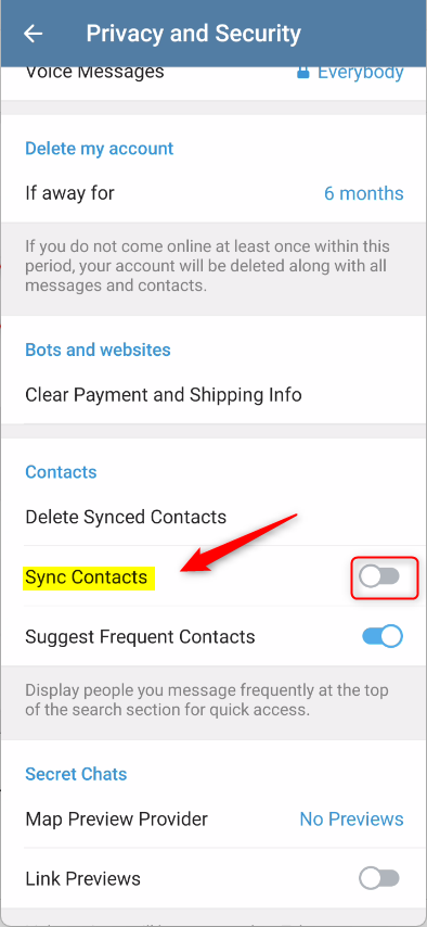 Enabling or Disabling Contact Synchronization in Telegram  Geek Rewind