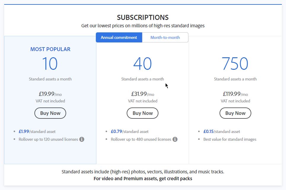 The Cost of Adobe Stock Images Without a Subscription