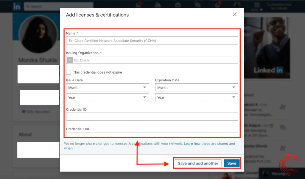 How to add certificates and licenses in LinkedIn