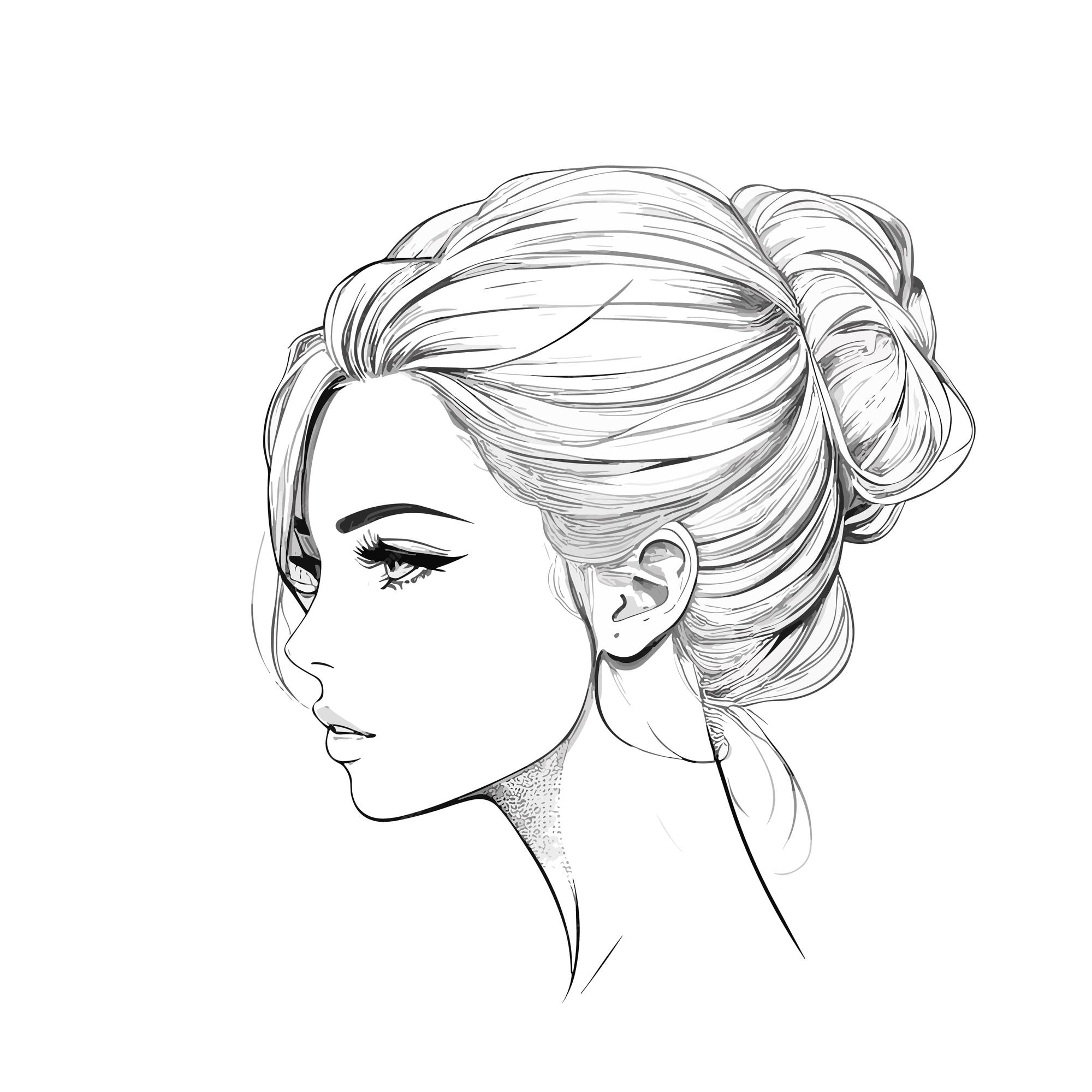 Premium Vector  A girls face is a simple sketch of a woman