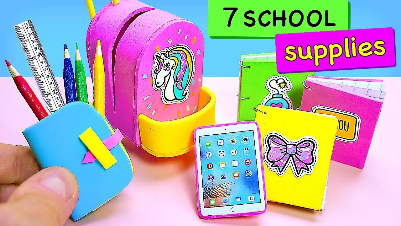 7 DIY Miniature School Supplies  Miniature school Diy barbie 