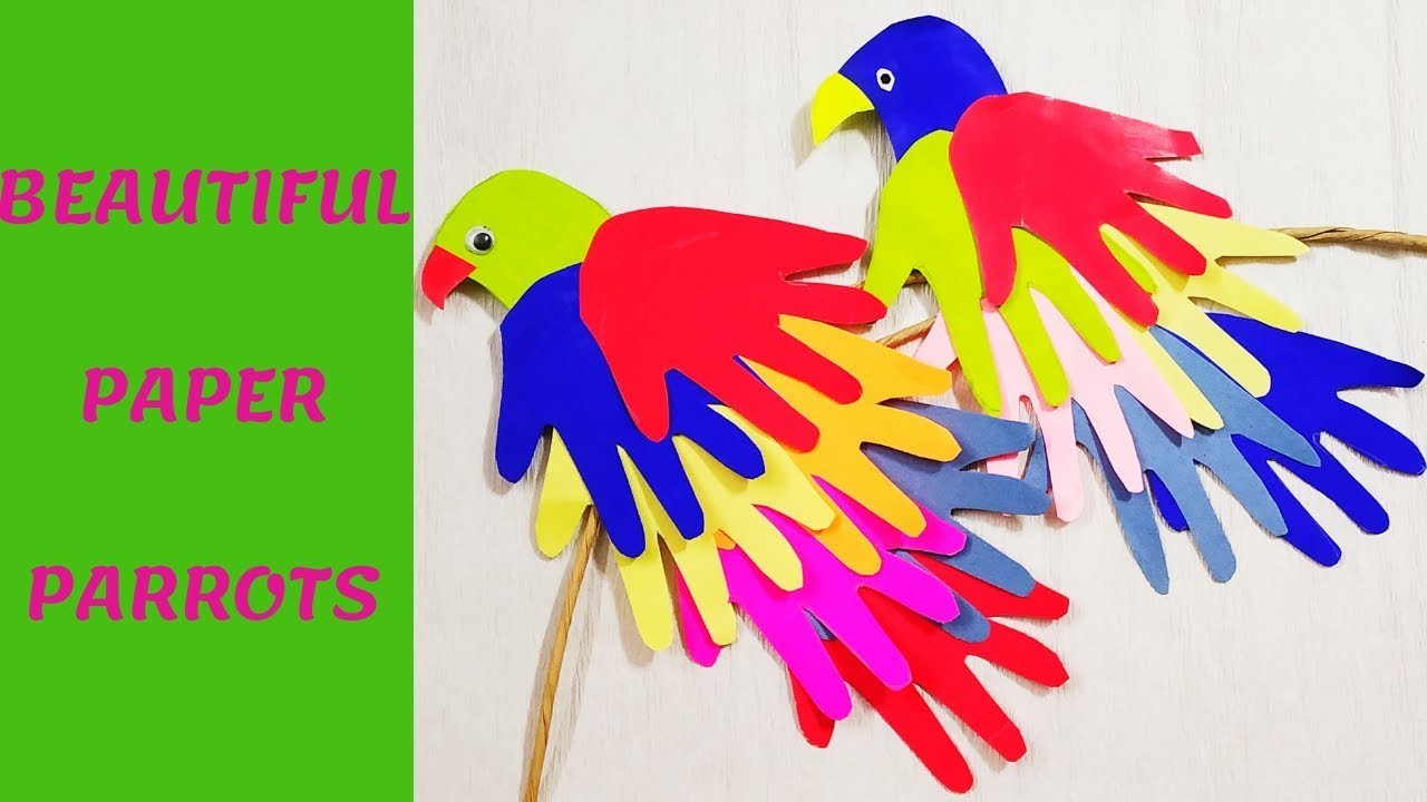 DIY PAPER PARROT CRAFTTWIRLING PAPER PARROT CRAFTCOLORFUL FEATHER 