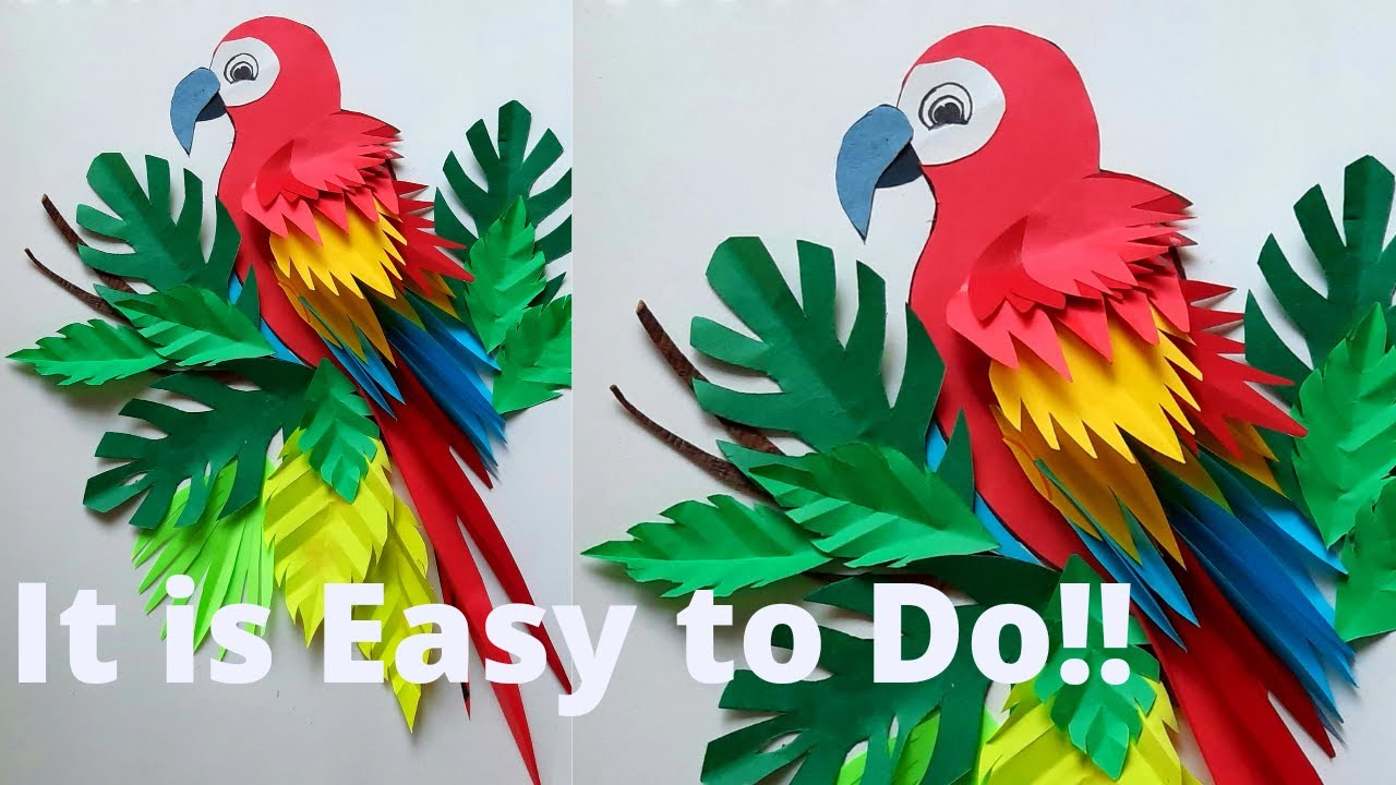 Amazing Paper Craft Parrot Wall Decor DIY Simple Paper Hacks  Room 