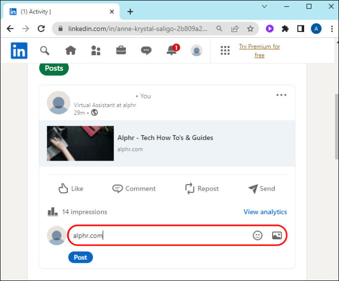 How to Add a Link in a Post in LinkedIn