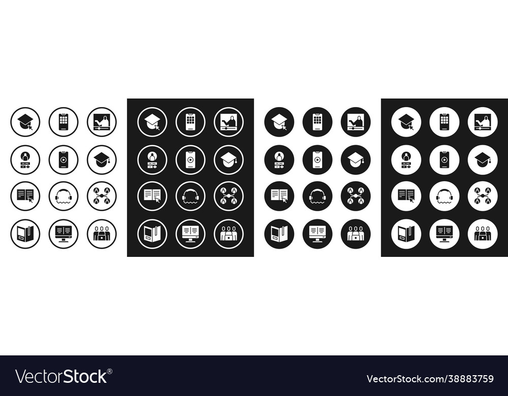 Set online education play video create account Vector Image