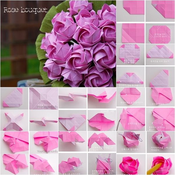 DIY Beautiful Origami Paper Rose Bouquet  DIY Tutorials  Paper roses 