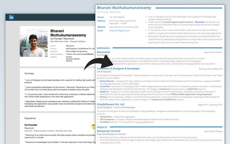 Resumonk Convert Your Linkedin Profile To A Beautiful Resume B884ccd3  