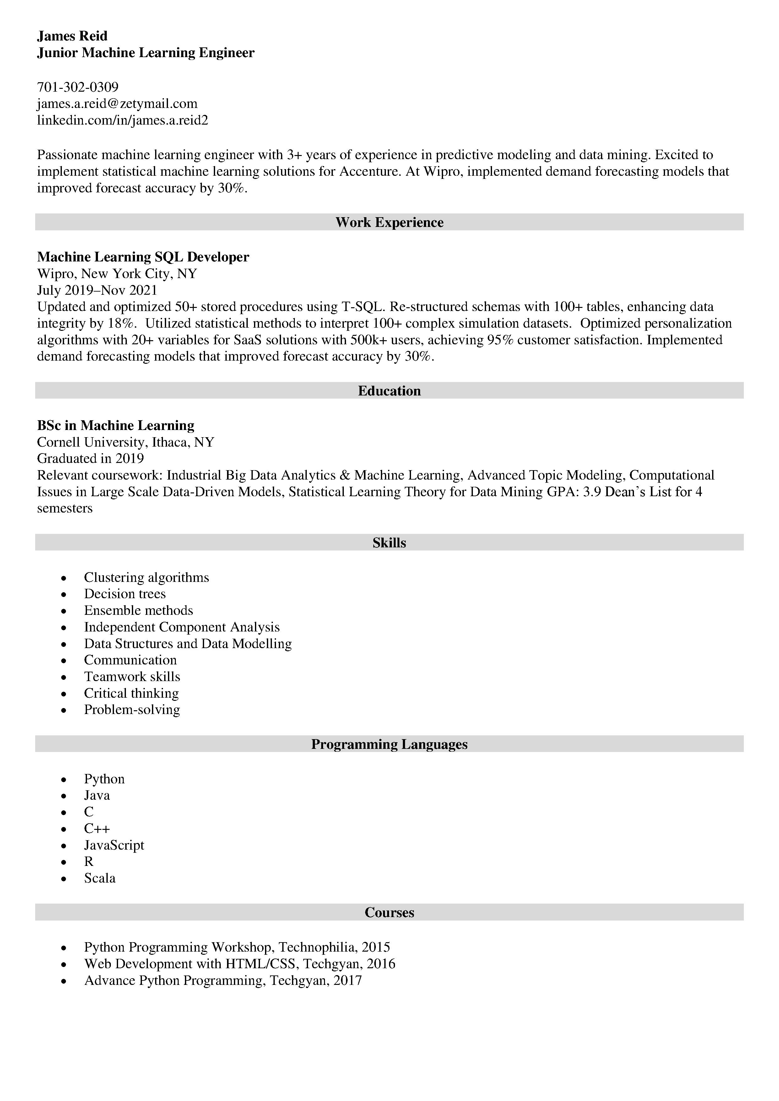 Sample Resume With Linkedin Url