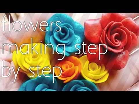 dough flowers making step by step dough work flowers making  YouTube