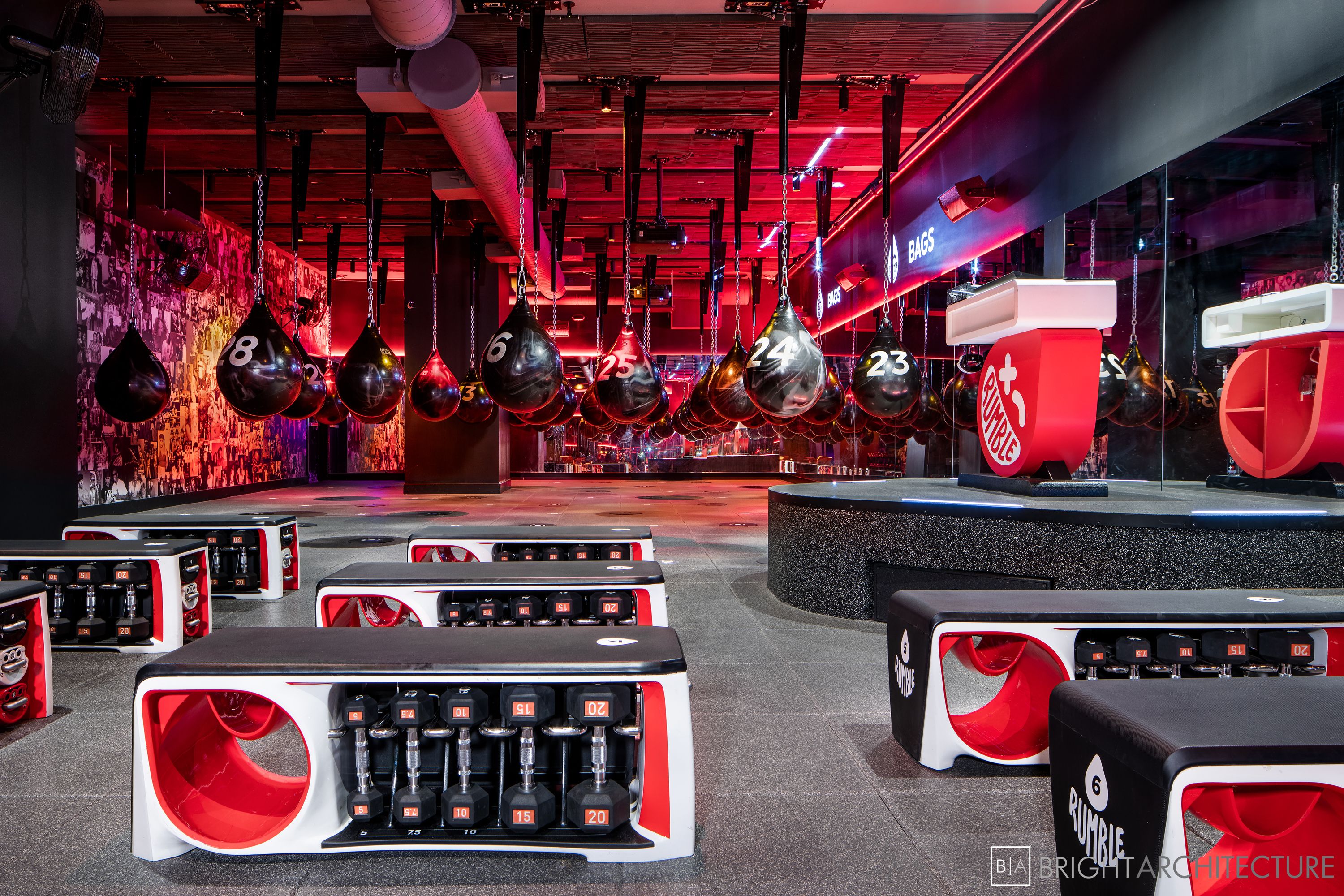 Rumble Boxing Studio  DC  Boxing gym design Gym design Fitness 