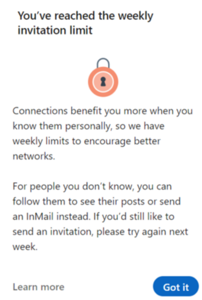 Weekly Limit on LinkedIn Connection Requests